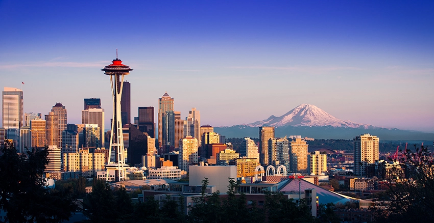 An aerial photo of Seattle, WA.
