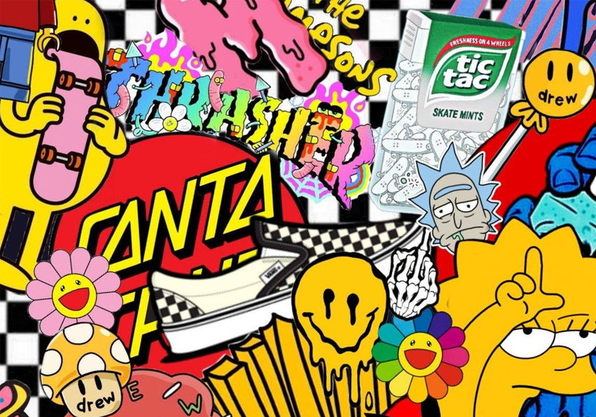 a collage of logos and stickers