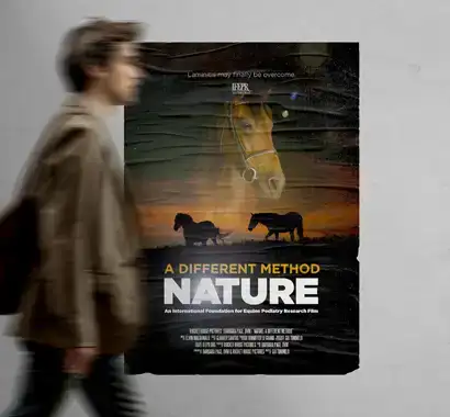 Poster of a documentary film in movie theater.