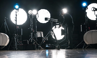 Cinema lighting and stands kit getting ready for checkout.